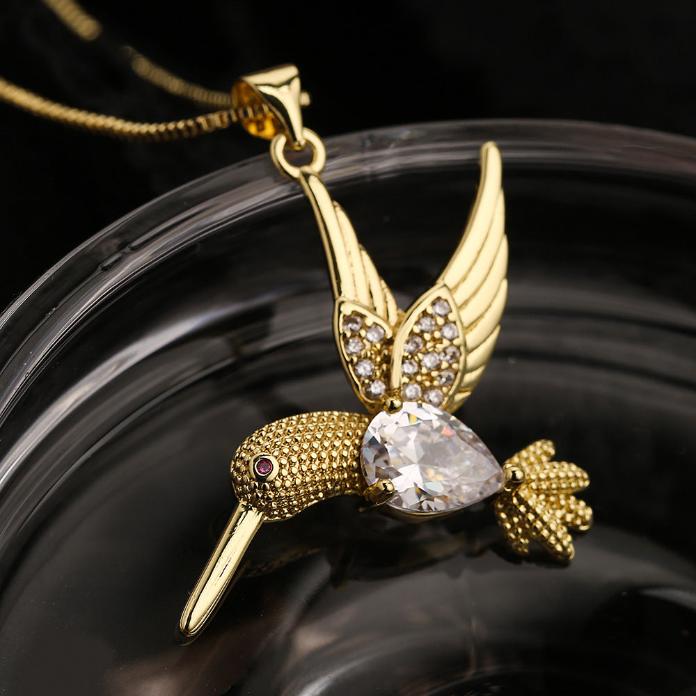 Niche Personality Bird Pendant Necklace Copper Plating 18K Gold