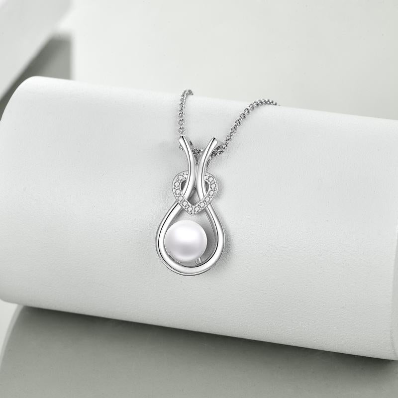 Freshwater Cultured Pearl Sterling Silver Heart Pendant Necklace