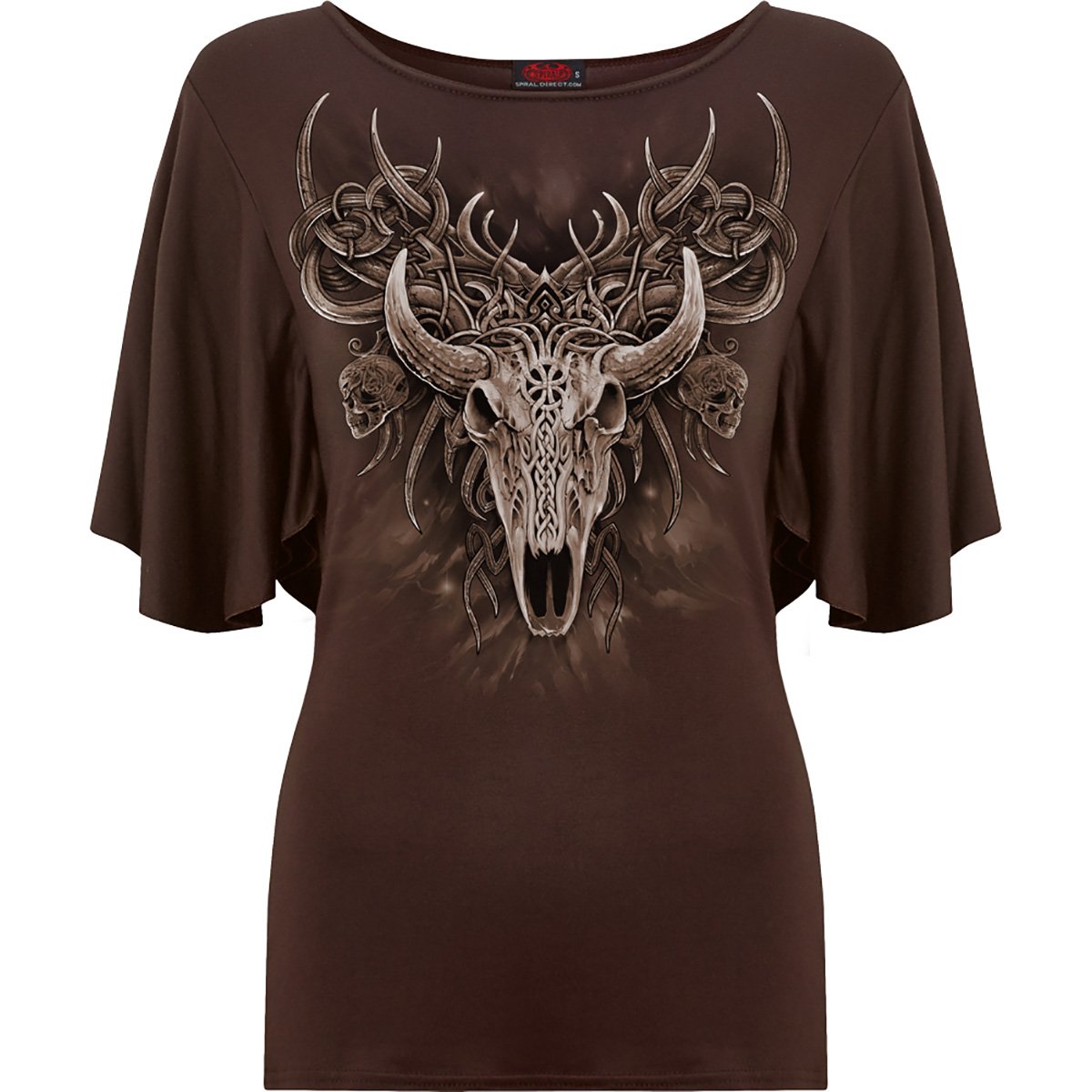 HORNED SPIRIT - Boat Neck Bat Sleeve Top Chocolate