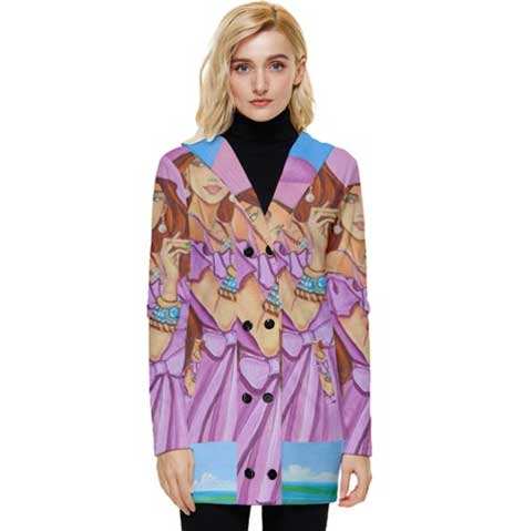 Art Deco Button Up Hooded Coat