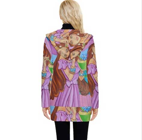 Art Deco Button Up Hooded Coat