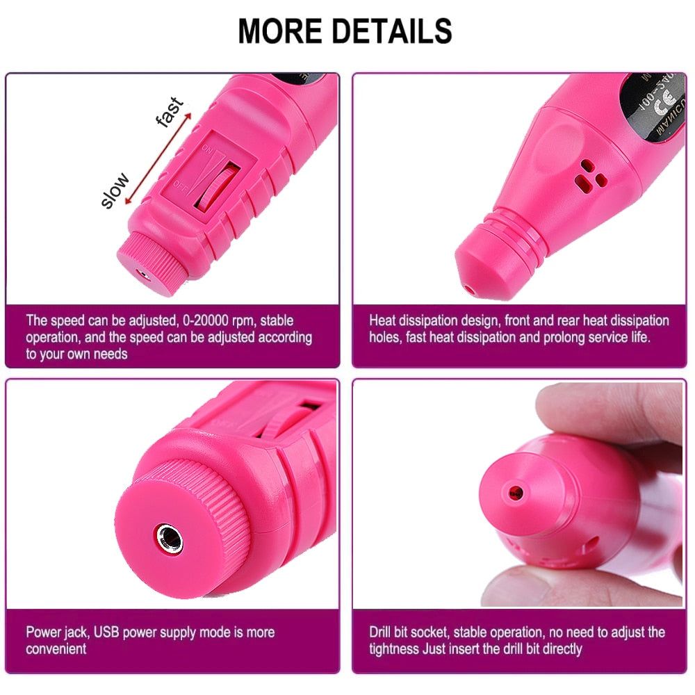 Electric Nail Drill Machine 20000RPM Professional Nail File Kit