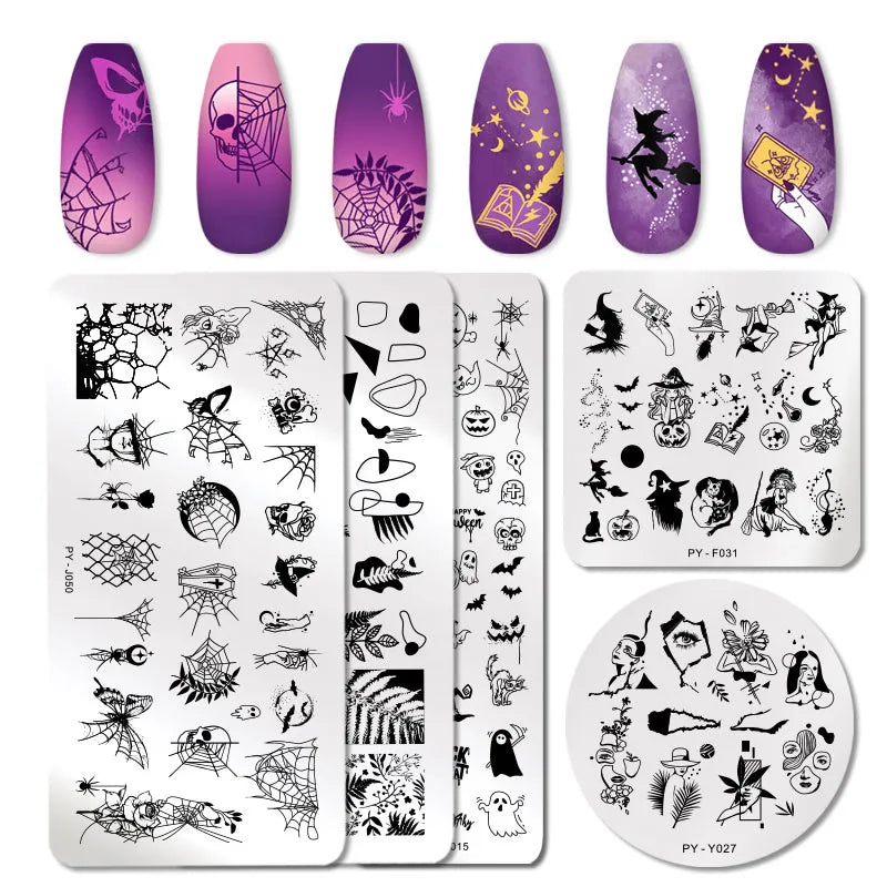 PICT YOU Halloween Nail Stamping Plates Snowflake Festival Pattern Nail Art Image Plates Nail Art Stencil Nail Template Plate