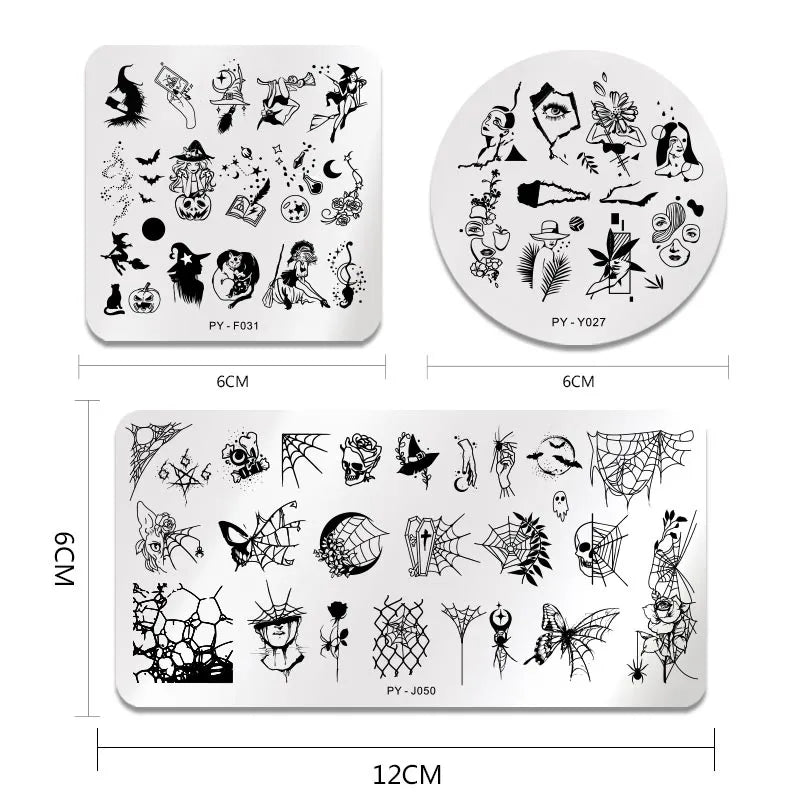 PICT YOU Halloween Nail Stamping Plates Snowflake Festival Pattern Nail Art Image Plates Nail Art Stencil Nail Template Plate