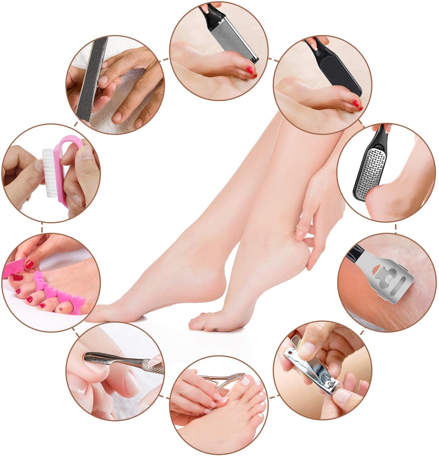 20 in 1 Foot Files Professional Pedicure Tools Set Foot Callus Remover