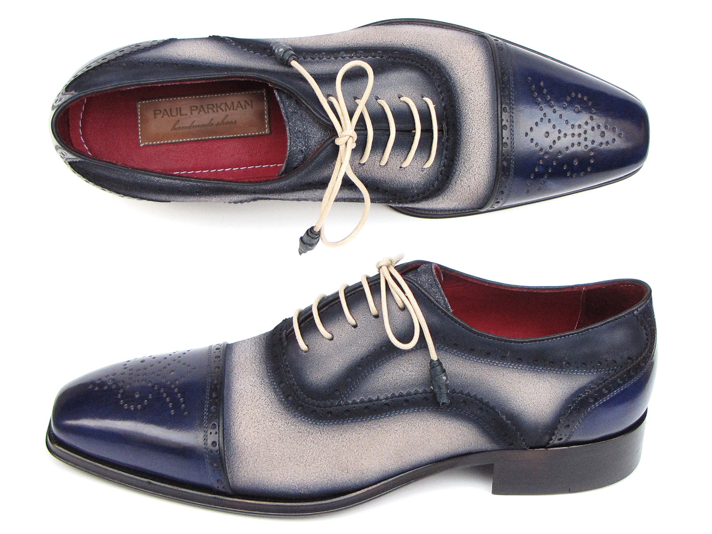 Paul Parkman Captoe Oxfords Navy, Beige (ID#024-BLS)