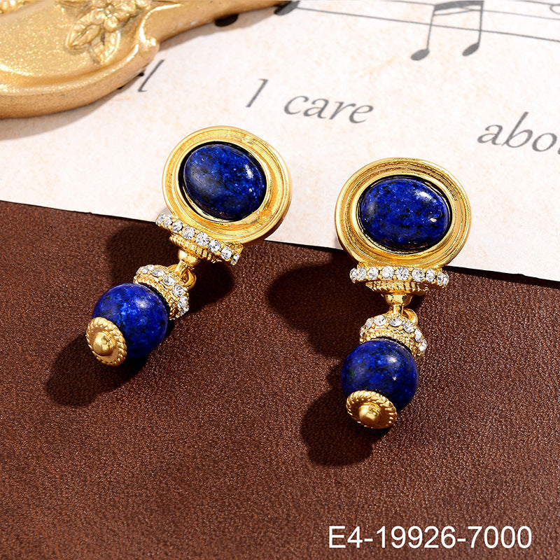 Exquisite Retro Copper Plating Inlaid Zirconium Color Court Style Earrings