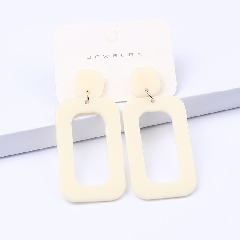 Love Rectangular Large Water Drop Ear Studs