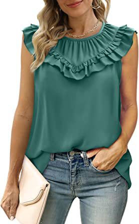 Sleeveless Chiffon Blouse with Elegant Pleats