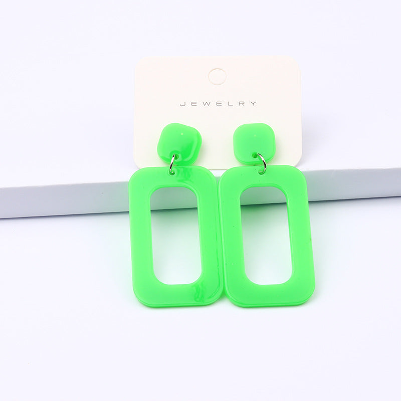 Love Rectangular Large Water Drop Ear Studs