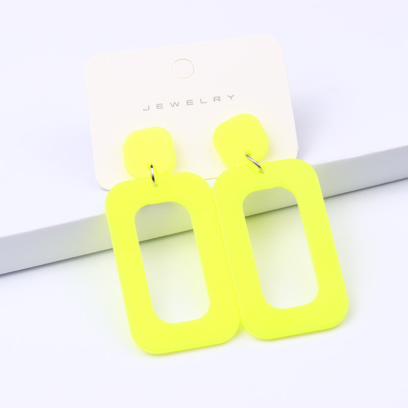 Love Rectangular Large Water Drop Ear Studs