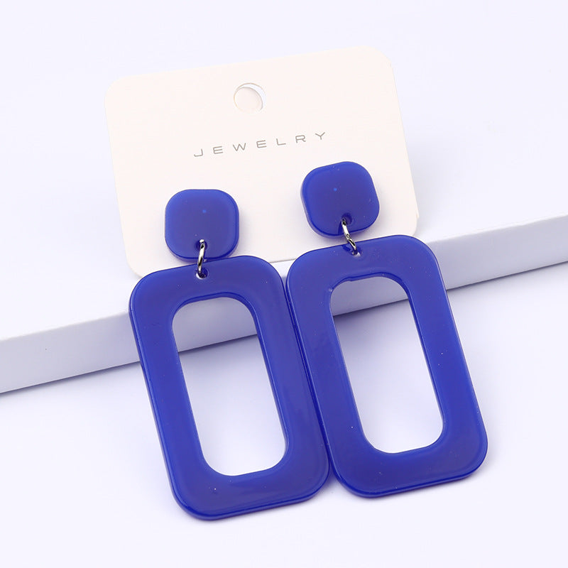 Love Rectangular Large Water Drop Ear Studs