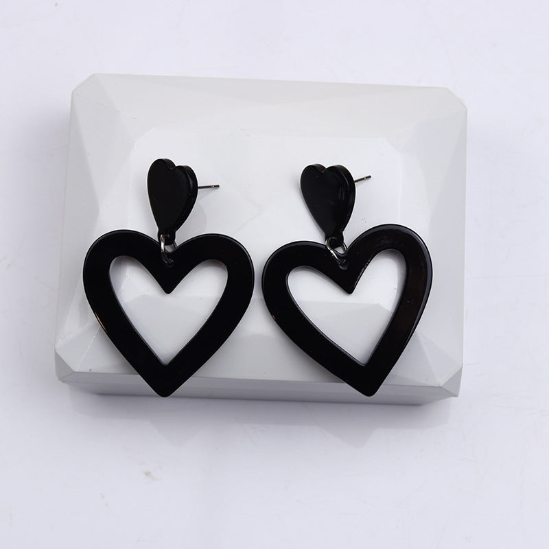 Love Rectangular Large Water Drop Ear Studs