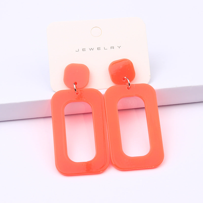 Love Rectangular Large Water Drop Ear Studs