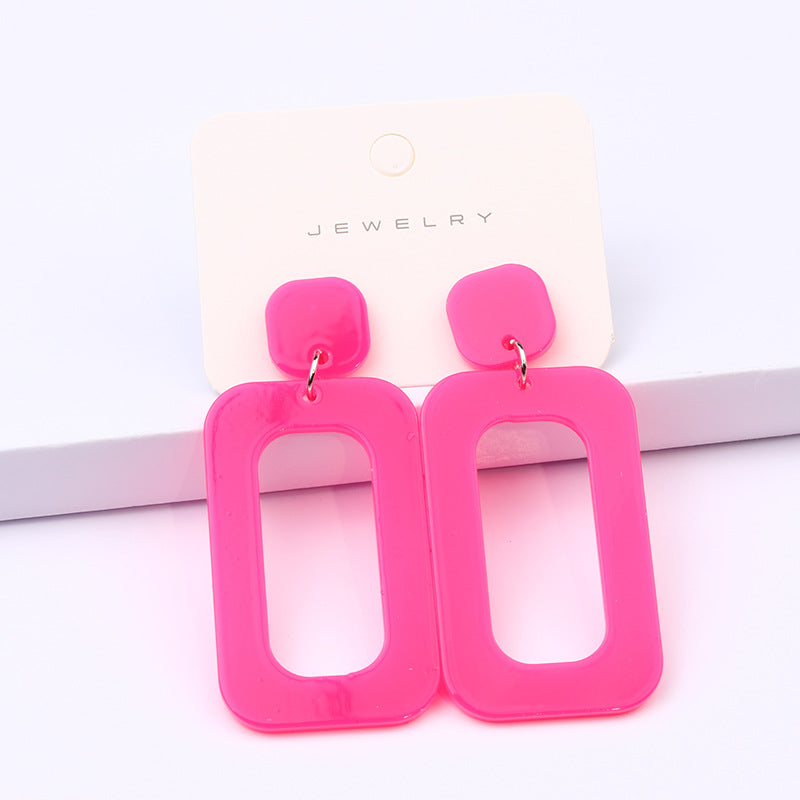 Love Rectangular Large Water Drop Ear Studs