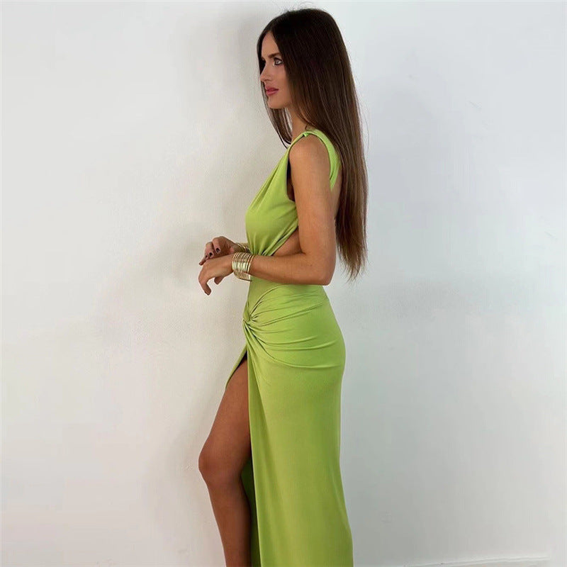 Sexy V-Neck Slit Maxi Dress