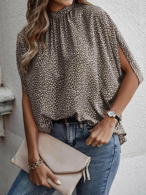 Casual Fashion Printed Split Batwing Sleeve Top