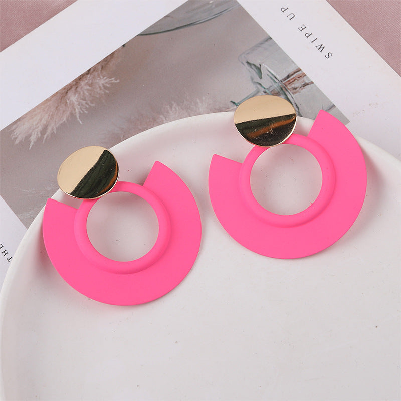 Rose Red Geometric All-match Holiday Earrings For Summer