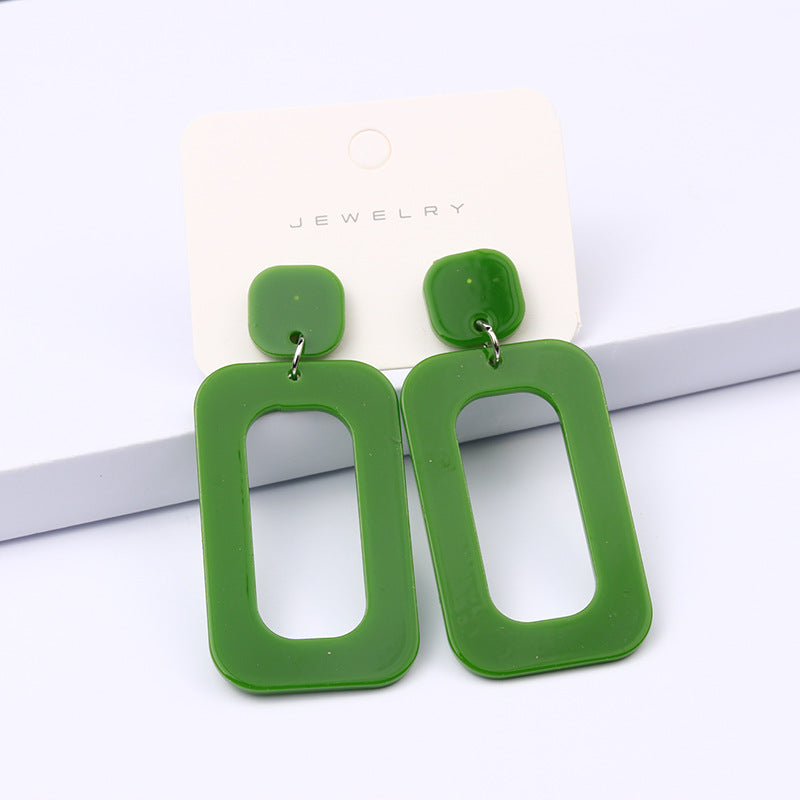 Love Rectangular Large Water Drop Ear Studs