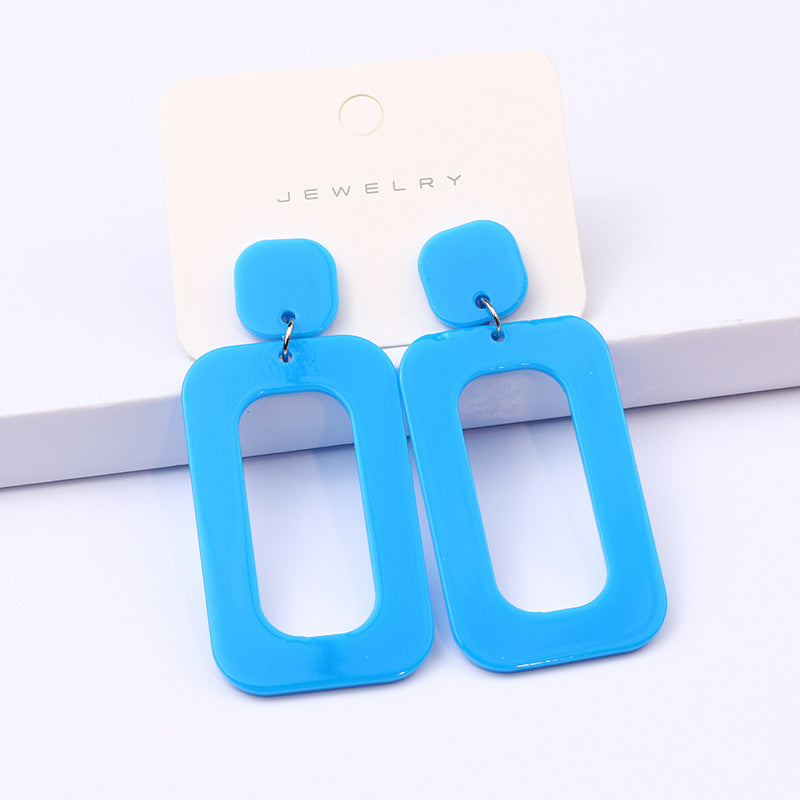 Love Rectangular Large Water Drop Ear Studs