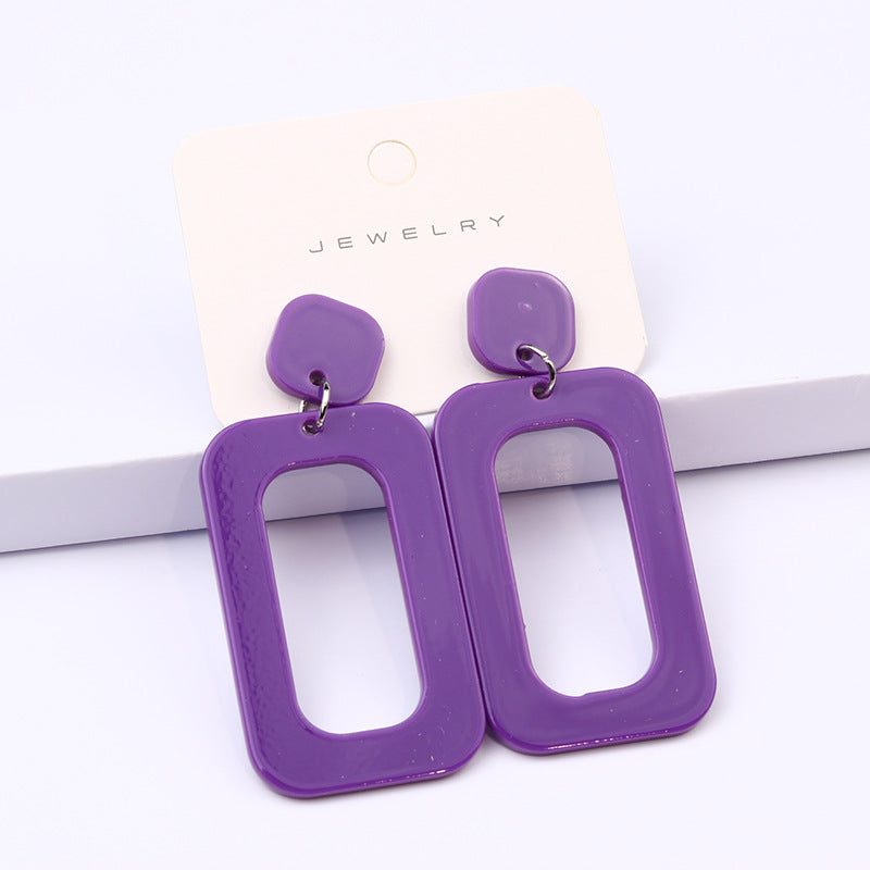 Love Rectangular Large Water Drop Ear Studs