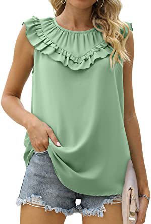 Sleeveless Chiffon Blouse with Elegant Pleats