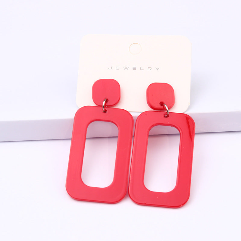 Love Rectangular Large Water Drop Ear Studs