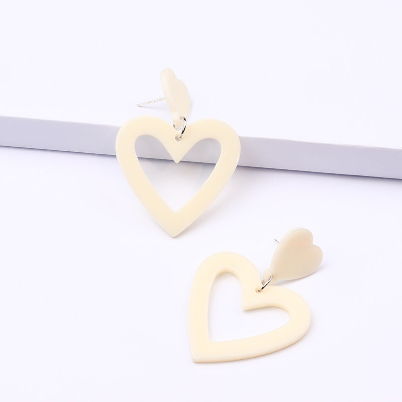 Love Rectangular Large Water Drop Ear Studs