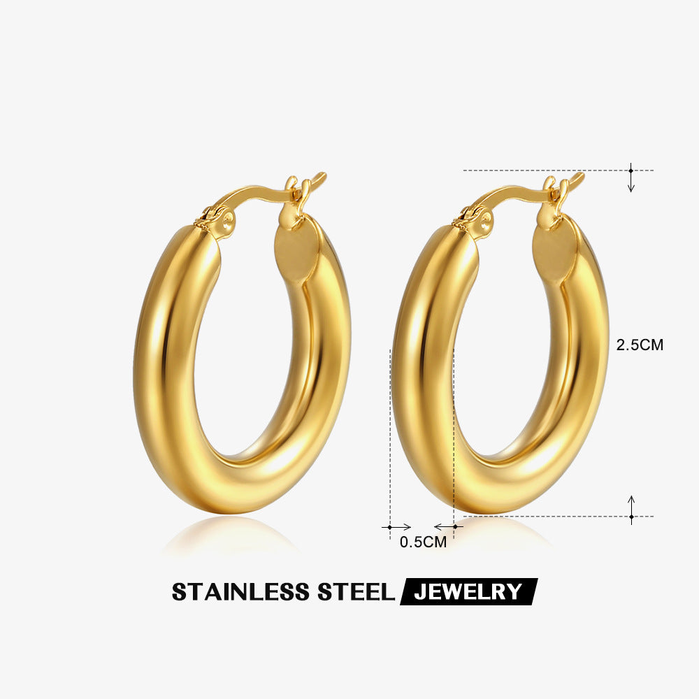 European And American Popular Simplicity Popular 18K Gold Plated Hoop Earrings Women