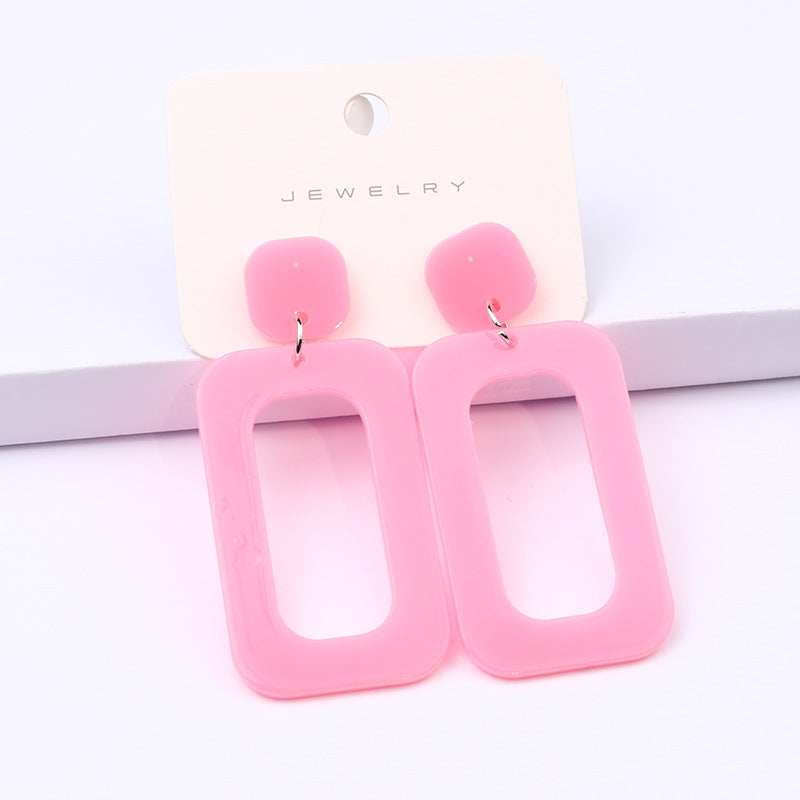 Love Rectangular Large Water Drop Ear Studs