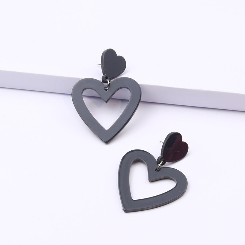 Love Rectangular Large Water Drop Ear Studs