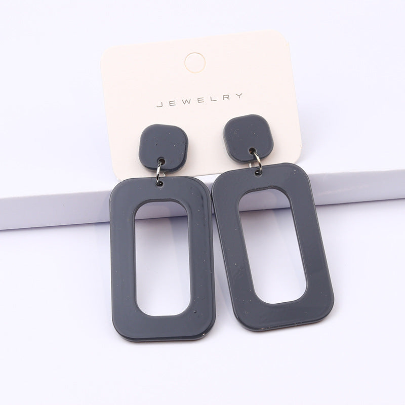 Love Rectangular Large Water Drop Ear Studs