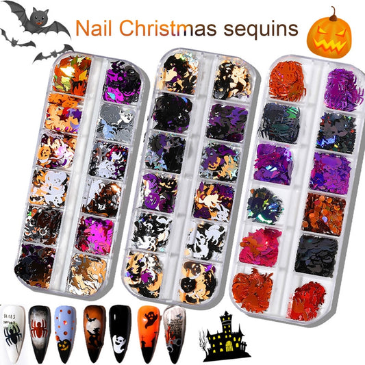 Halloween Nail Art Face Body Rhinestones Decorations Jewelry Sparkle Christmas Ghost Skeleton Design Glitters Club Party Beauty