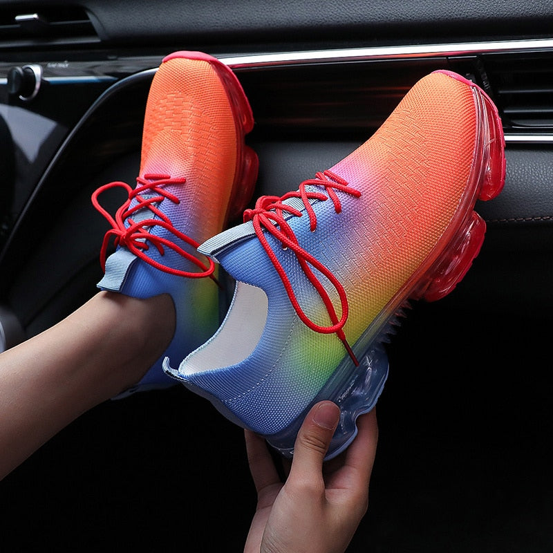 Colorful Mesh Cozy Running Sport Shoes Women Lace Up Sneakers