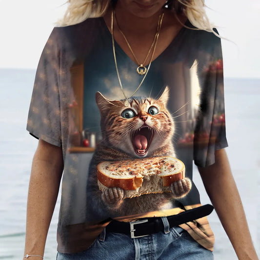 Women's Cat Printed Tops