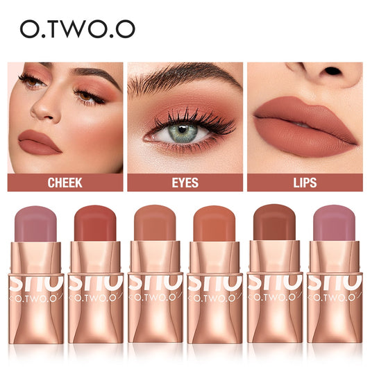 O.TWO.O Matte Lipstick Long Lasting Permanent 3 In 1 Waterproof Lip Tint Sexy Red Pink Lip Stick Makeup Blush Eyeshadow