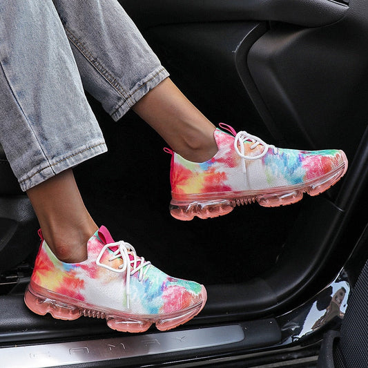 Colorful Mesh Cozy Running Sport Shoes Women Lace Up Sneakers