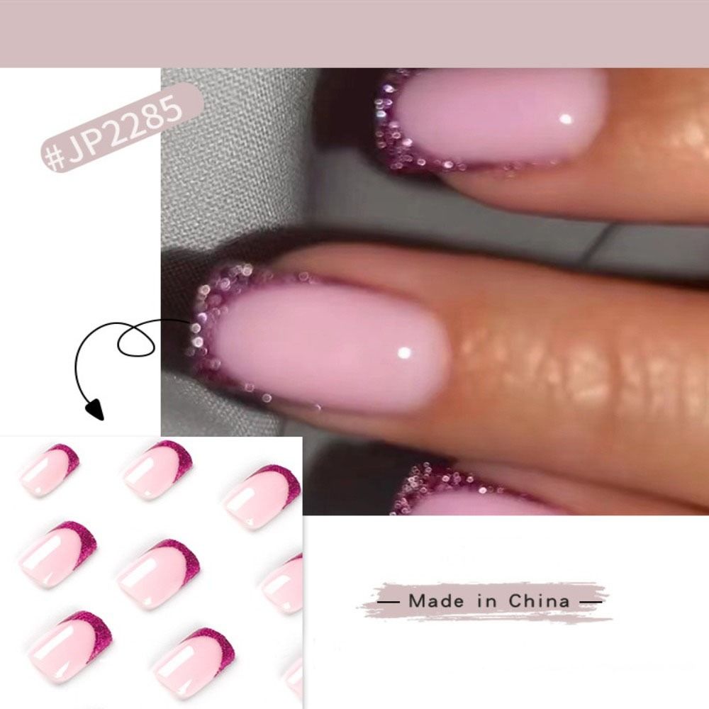 French Gold Glitter Square False Nails Set