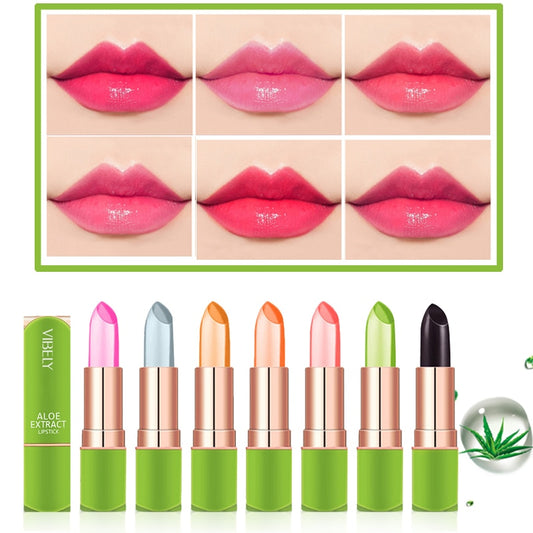 Spring Aloe Vera Moisturizing Lipstick Long Lasting Nouritious Lip Balm Temperature Changing Color lipgloss Lip Makeup Comestics