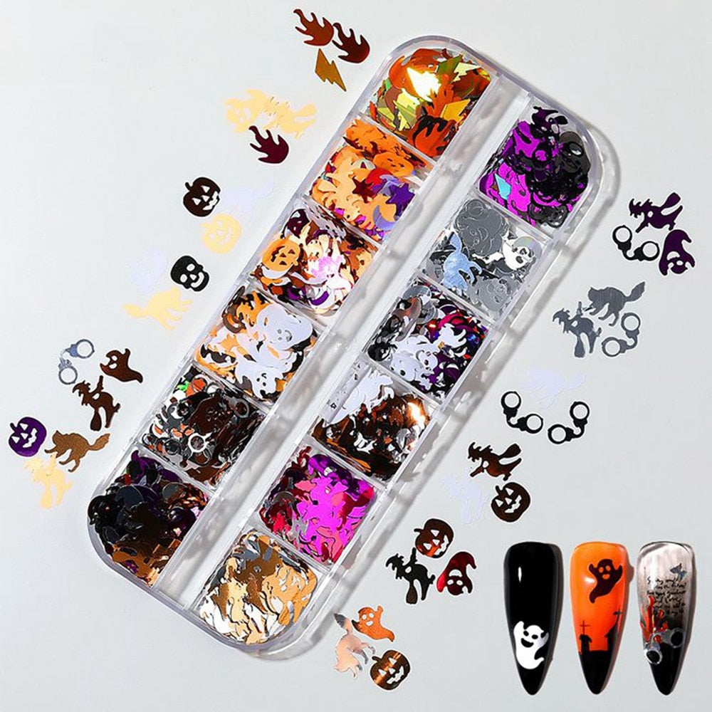 Halloween Nail Art Face Body Rhinestones Decorations Jewelry Sparkle Christmas Ghost Skeleton Design Glitters Club Party Beauty