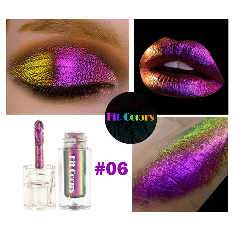 Green Blue Shiny Metallic Optical Chameleons Lip Gloss Glossy Face Decor Liquid Eyeshadow Lipstick Glitter Shimmer Cosmetic