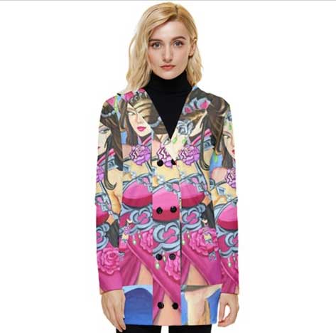 Graphics Sixties Button Up Hooded Coat