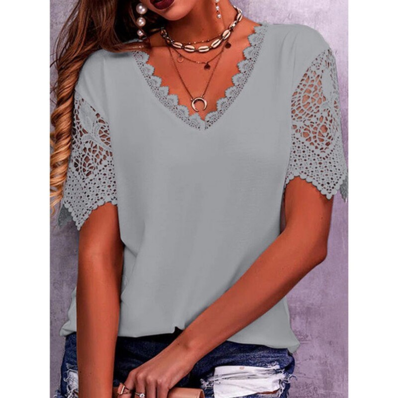 V-neck Summer Lace Blouse