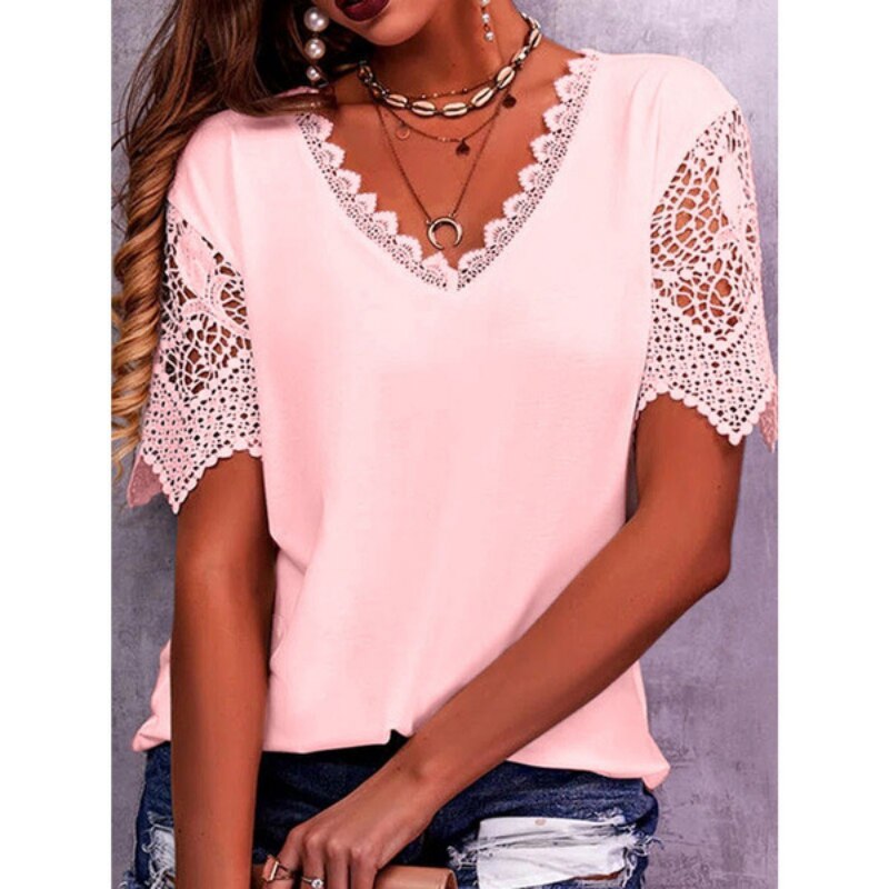 V-neck Summer Lace Blouse