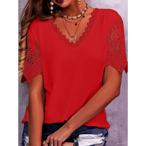 V-neck Summer Lace Blouse