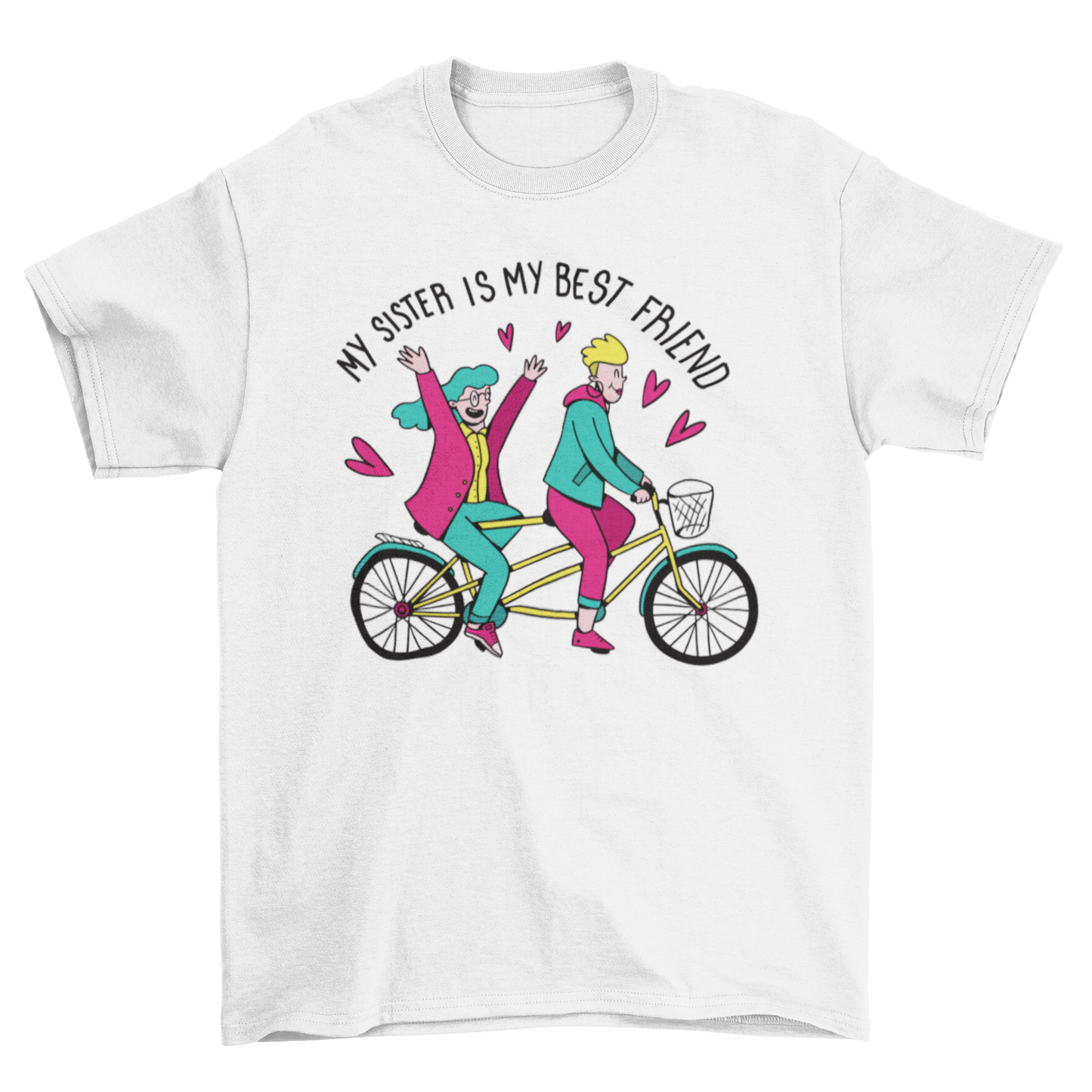 Girls riding a bicycle tee with My sister is my best friend quote