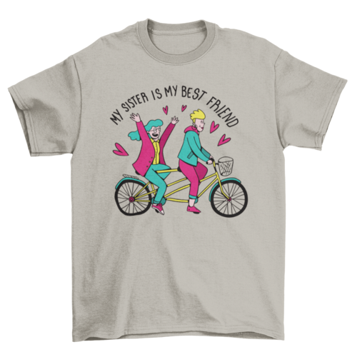 Girls riding a bicycle tee with My sister is my best friend quote