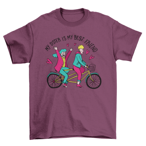 Girls riding a bicycle tee with My sister is my best friend quote