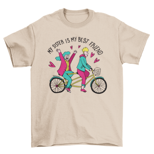 Girls riding a bicycle tee with My sister is my best friend quote