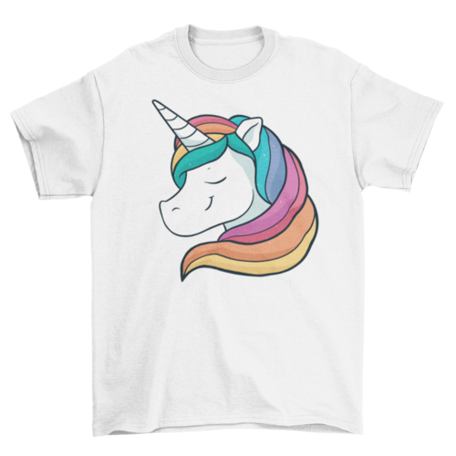 Happy unicorn rainbow hair t-shirt